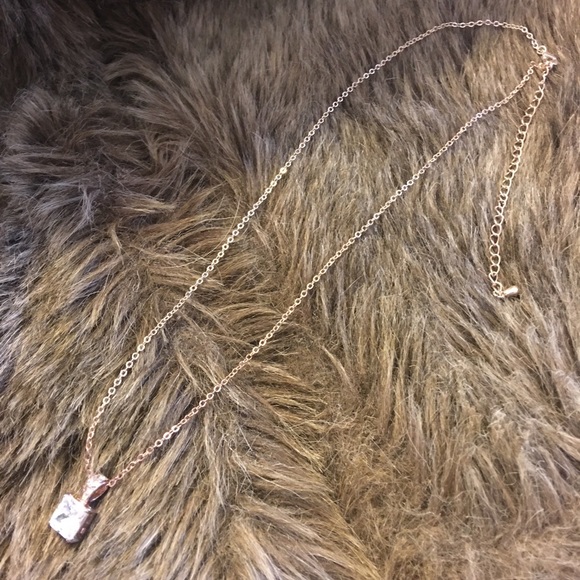 Vintage square cut cubic zirconia pendant on chain - Picture 9 of 10